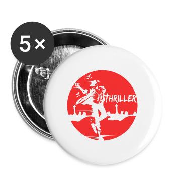 Thriller Friedhof Halloween Verkleidung Krimi - Buttons groß 56 mm (5er Pack) - Weiß - Vorne