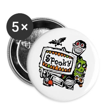 Spooky Monster Halloween - Buttons groß 56 mm (5er Pack) - Weiß - Vorne
