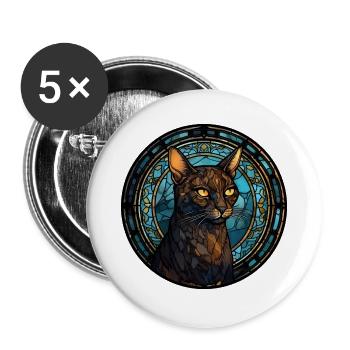 Asiatische Katzenrasse Aquarellglas - Buttons groß 56 mm (5er Pack) - Weiß - Vorne