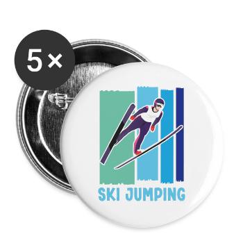 Ski Springen Skispringen - Buttons groß 56 mm (5er Pack) - Weiß - Vorne