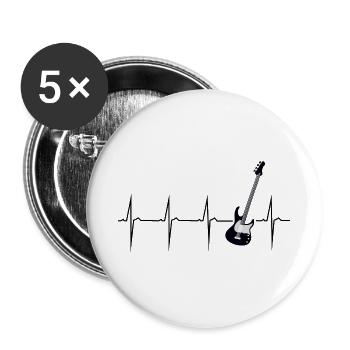 mein herz schlägt für bass - Buttons groß 56 mm (5er Pack) - Weiß - Vorne