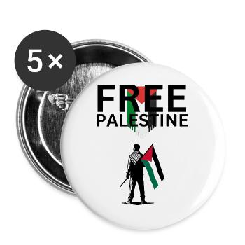 Free Palestine - Buttons groß 56 mm (5er Pack) - Weiß - Vorne