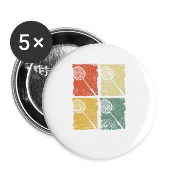 Badmintonschläger Badminton Retro - Buttons groß 56 mm (5er Pack) - Weiß - Vorne