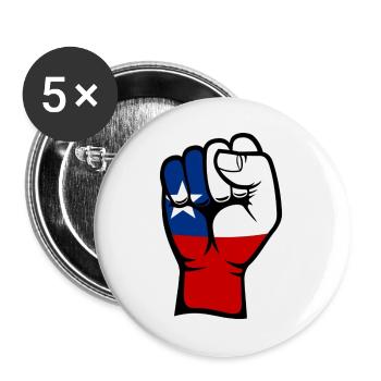 Chile Flagge Faust Hand Symbol - Buttons groß 56 mm (5er Pack) - Weiß - Vorne