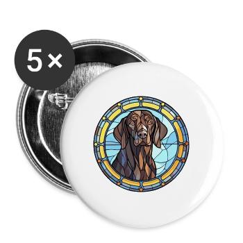 Friesische Vorstehhunderasse Buntglas Bunt - Buttons groß 56 mm (5er Pack) - Weiß - Vorne