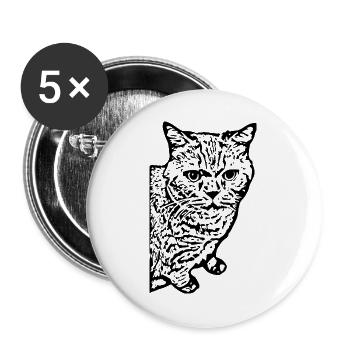 britisch Kurzhaar Katze Katze schwarz Katzen - Buttons groß 56 mm (5er Pack) - Weiß - Vorne