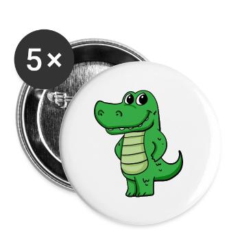Krokodil - Buttons groß 56 mm (5er Pack) - Weiß - Vorne