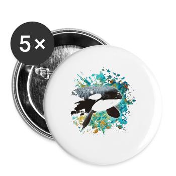 Killerwal - Buttons groß 56 mm (5er Pack) - Weiß - Vorne