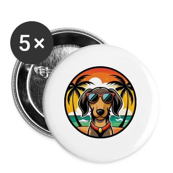 Teckel de Westphalie Race De Chien Dessin Animé Plage - Lot de 5 grands badges (56 mm) - blanc - Devant