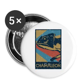 Farbwechselndes Chamäleon Madagaskar - Buttons groß 56 mm (5er Pack) - Weiß - Vorne