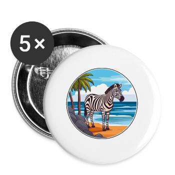 Zebra Aquarell Cartoon Kawaii Clipart Tier - Buttons groß 56 mm (5er Pack) - Weiß - Vorne