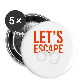 Gefängnis Gefängnisausbruch Gefangener Flüchten - Buttons groß 56 mm (5er Pack) - Weiß - Vorne