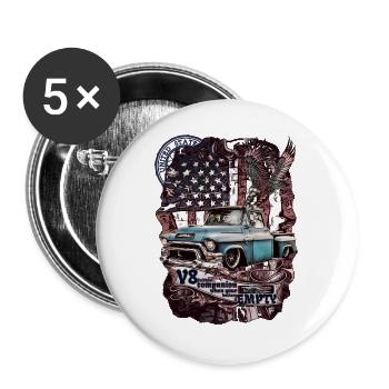 Americana V8 Truck Eagle Motif - Buttons groß 56 mm (5er Pack) - Weiß - Vorne