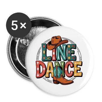 Line Dance mein Hobby - meine Passion - mein Ding - Buttons groß 56 mm (5er Pack) - Weiß - Vorne