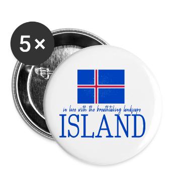 Island Iceland - Buttons groß 56 mm (5er Pack) - Weiß - Vorne