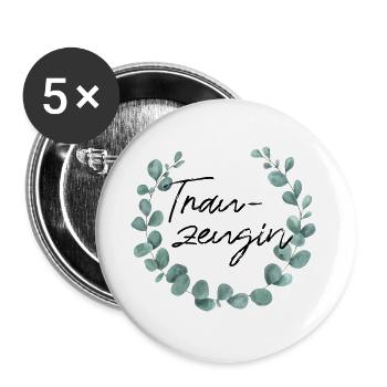 Trauzeugin - Junggesellinnenabschied - Buttons groß 56 mm (5er Pack) - Weiß - Vorne