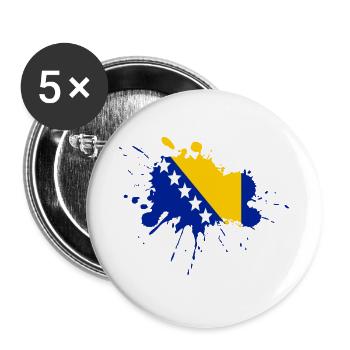 Bosnien Flagge Fleckendesign - Buttons groß 56 mm (5er Pack) - Weiß - Vorne