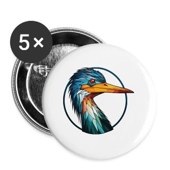 Kormoran Bunte Aquarell-Tierillustration - Buttons groß 56 mm (5er Pack) - Weiß - Vorne