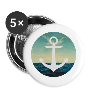 Meer Kreisrund / Sea circular - Buttons groß 56 mm (5er Pack) - Weiß - Vorne
