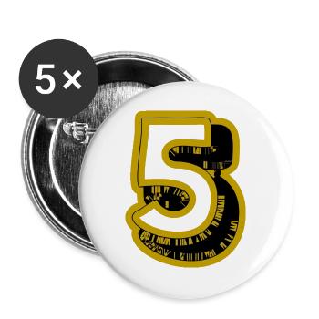 5. 5 JAHRE. 5-JÄHRIGES JUBILÄUM. 5-JÄHRIGES JUBILÄUM. 5. - Buttons groß 56 mm (5er Pack) - Weiß - Vorne