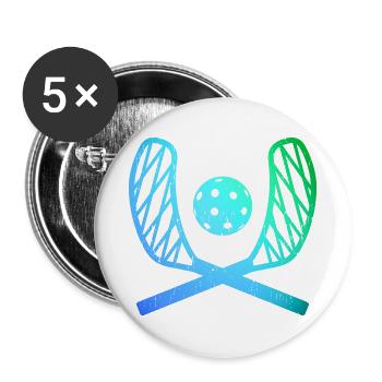 Floorball Schläger Unihockey Floorballspieler - Buttons groß 56 mm (5er Pack) - Weiß - Vorne