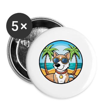 Ariege Pointer Hund Rasse Cartoon Sonnenbrille Strand - Buttons groß 56 mm (5er Pack) - Weiß - Vorne