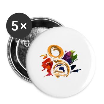 Schmetterndes Sousaphon Marschmusik - Buttons groß 56 mm (5er Pack) - Weiß - Vorne