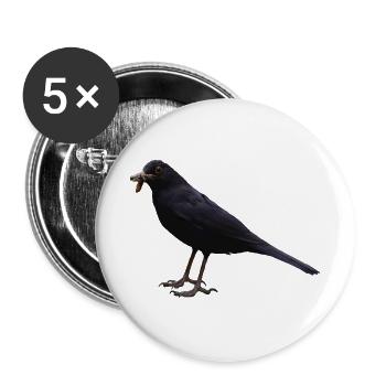 Amsel Vogel schwarzer Vogel - Buttons groß 56 mm (5er Pack) - Weiß - Vorne