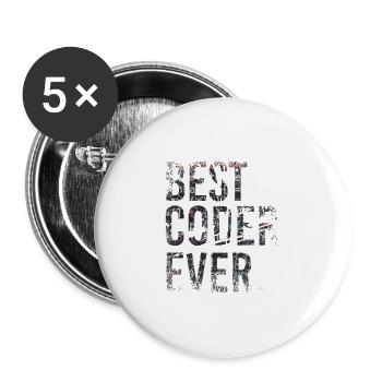 Best Coder Ever Coding - Buttons groß 56 mm (5er Pack) - Weiß - Vorne