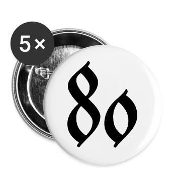 80. 80 ANS. 80e ANNIVERSAIRE. ANNIVERSAIRE 80 ANS. - Lot de 5 grands badges (56 mm) - blanc - Devant