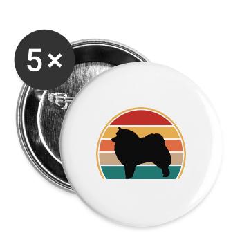 Japanischer Spitz Hundeliebhaber Silhouette Vintage Sonnenuntergang - Buttons groß 56 mm (5er Pack) - Weiß - Vorne