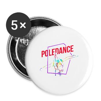 Feuriger Pole Dance Junggesellenabschied - Buttons groß 56 mm (5er Pack) - Weiß - Vorne