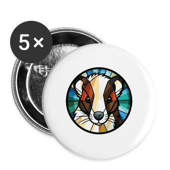 Stinktier bunte Aquarell Tier Haustier Illustration - Buttons groß 56 mm (5er Pack) - Weiß - Vorne