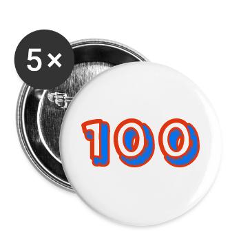 100. 100 JAHRE. 100-JÄHRIGES JUBILÄUM. 100. GEBURTSTAG - Buttons groß 56 mm (5er Pack) - Weiß - Vorne