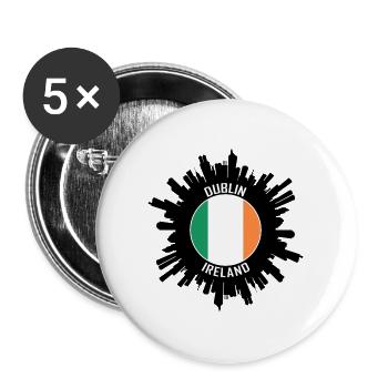 Dublin Skyline Irland Flagge Reisesouvenir - Buttons groß 56 mm (5er Pack) - Weiß - Vorne