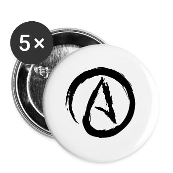 Atheismus Symbol Atheist Bürste Geschenk - Buttons groß 56 mm (5er Pack) - Weiß - Vorne
