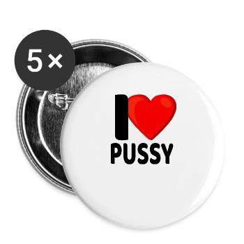 I Love Pussy Ich Liebe Mösen Lesbe Lesbisch Lesbe - Buttons groß 56 mm (5er Pack) - Weiß - Vorne