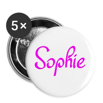 Sophie Neon Rosa Script - Buttons groß 56 mm (5er Pack) - Weiß - Vorne