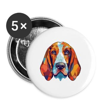 Basset Artesien Normand Hunderasse Aquarellglas - Buttons groß 56 mm (5er Pack) - Weiß - Vorne