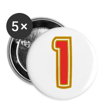 1. 1 JAHR. 1. JAHRESTAG. 1 JAHR GEBURTSTAG - Buttons groß 56 mm (5er Pack) - Weiß - Vorne