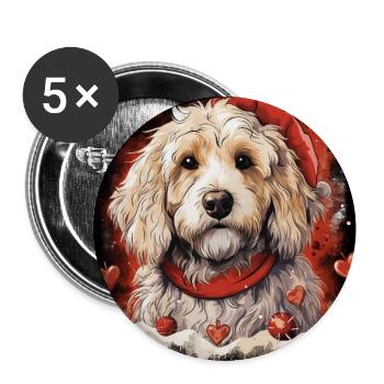Weihnachts-Doodle mit Nikolausmütze - Buttons groß 56 mm (5er Pack) - Weiß - Vorne