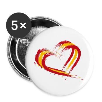 Herz Bürste Flagge Spaniens Fahne Urlaub Reise - Buttons groß 56 mm (5er Pack) - Weiß - Vorne