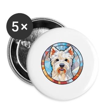 West Highland White Terrier Hunderasse Aquarell - Buttons groß 56 mm (5er Pack) - Weiß - Vorne