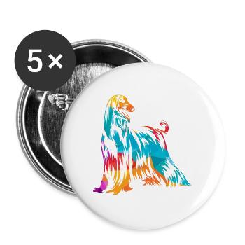 Geschmeidiger Windhund Rennsport - Buttons groß 56 mm (5er Pack) - Weiß - Vorne