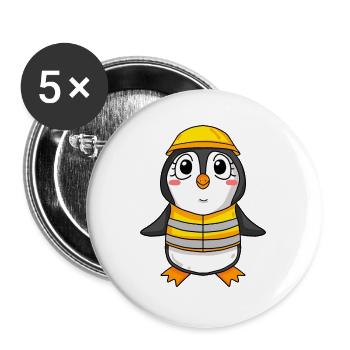 Topping out penguin house building house building gift - Buttons large 2.2''/56 mm (5-pack) - white - Front