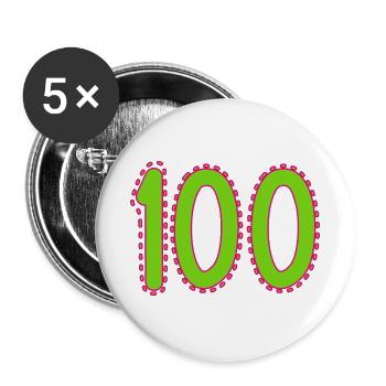 100. 100 JAHRE. 100-JÄHRIGES JUBILÄUM. GEBURTSTAG 100 - Buttons groß 56 mm (5er Pack) - Weiß - Vorne