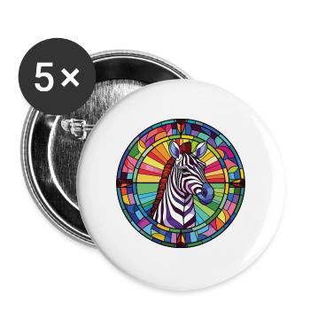 Zebra bunte Aquarell-Tier-Haustier-Illustration - Buttons groß 56 mm (5er Pack) - Weiß - Vorne