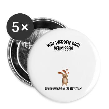 Wir werden dich Vermissen beste Team Abschied - Buttons groß 56 mm (5er Pack) - Weiß - Vorne