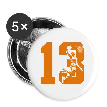 NUMBER 13 BASKETBALL 13TH BIRTHDAY - Buttons large 2.2''/56 mm (5-pack) - white - Front