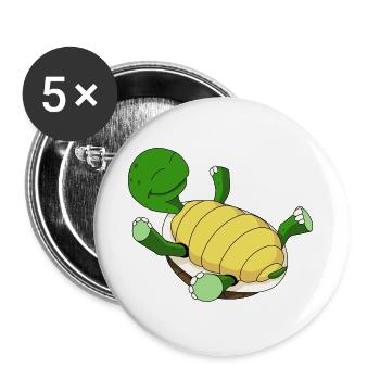 Schildkröte auf dem Rücken - Buttons groß 56 mm (5er Pack) - Weiß - Vorne